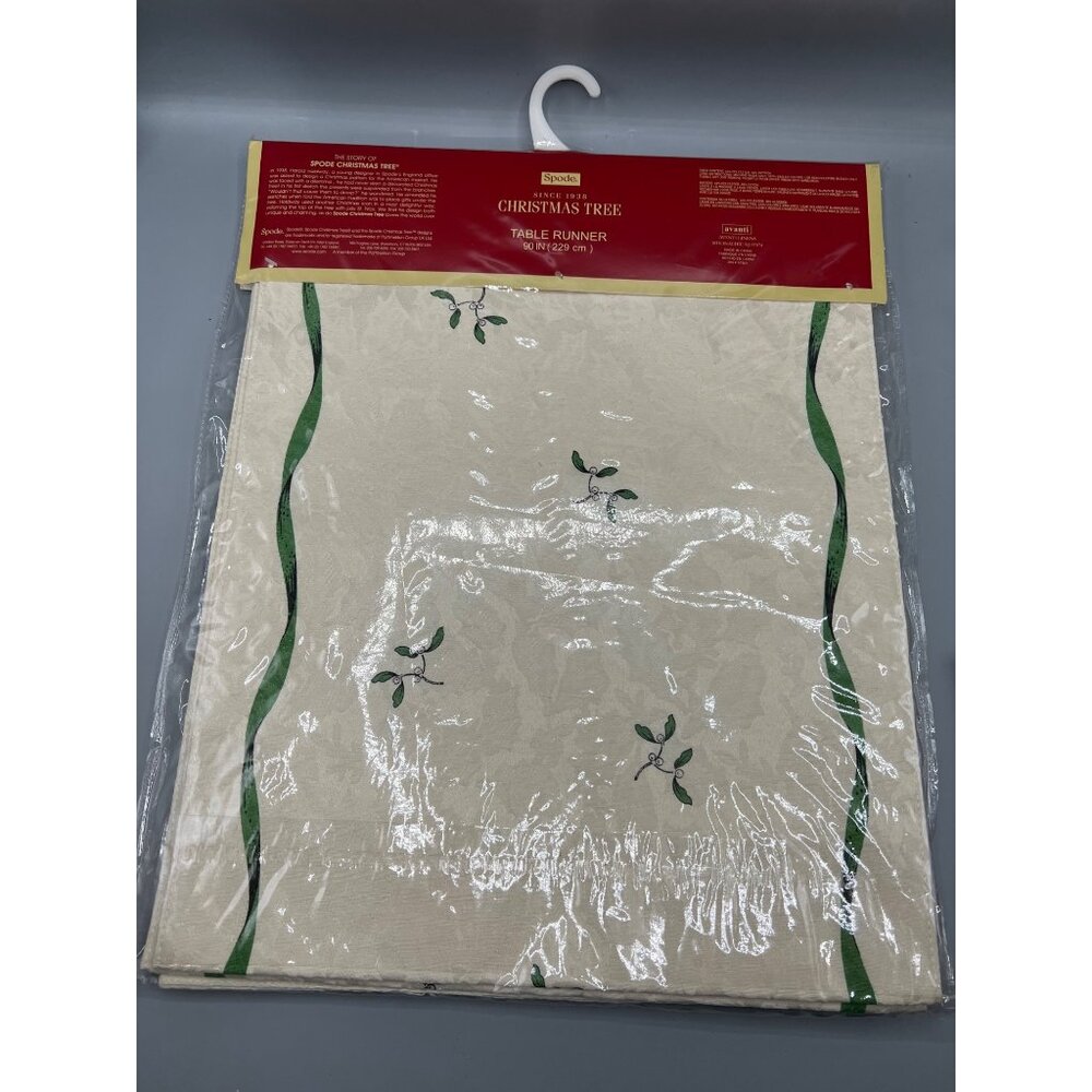 Spode Christmas Tree Table Runner 90 in Ivory & Green Fine Dining Holiday Decor - Picture 2 of 8